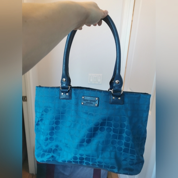 kate spade Handbags - Kate Spade turquoise canvas tote bag